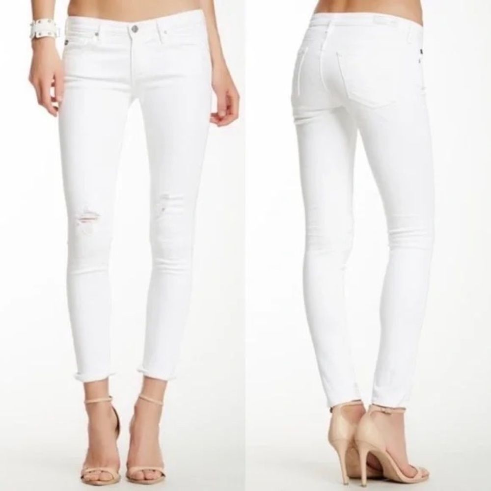 AG Adriano Goldschmied The Legging White Super Skinny Ankle Jeans Sz 28R